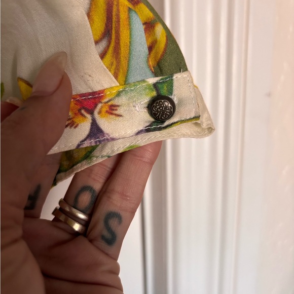 Floral Kimono House Coat with Pink Tie and Beading - Picture 8 of 9